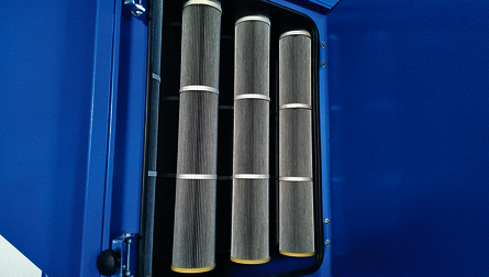 Фильтрация вытяжного воздуха HIMEL через фильтровальную установку с патронным фильтром и пневматической очисткой
