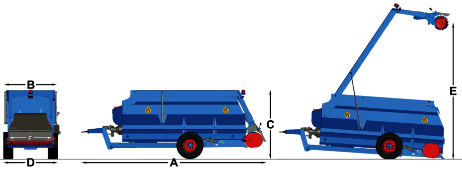 Размери на вагон-смесител за фураж и фрезоване H и HX